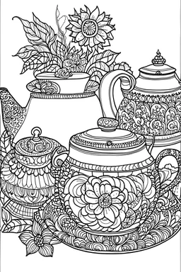 Cozy vibes art tea pot coloring pages