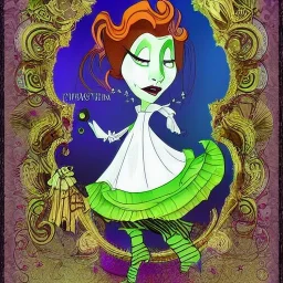 extrem tim burton style and disney style of an old and extrem malicious stepmother, sharp focus, sneaky eyes, old face