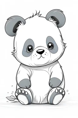 coloring book page simple and clean art line white background sketch style no shadows cute baby panda