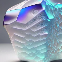 3d holographic pattern rock on infinite white background, glow, glass effect, 4k. sober. fintech