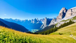 Sunset in the Dolomites, amazing detail, beautiful composition, award-winning photograph, astonishing realism, 28mm lens, adjust perspective