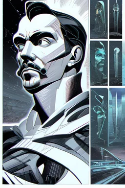 Futuristic, cyberpunk, Friedrich Nietzsche, comic style