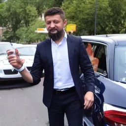 Volodymyr Zelensky WITH A BEARD wearing hot pants