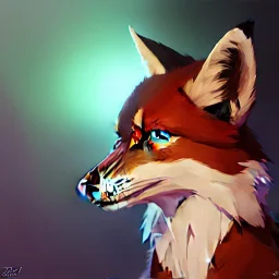 award winning portrait painting of a female anthropomorphic fox, (backlighting:1.4), digital painting, concept art, smooth, sharp focus, rule of thirds, intricate details, medium shot, (shallow depth of field:1.1), 4k, furry, fluffy, fursona, large tail, fluffly tail