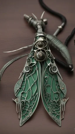 metal steampunk green moth wings