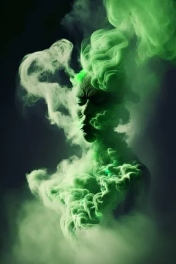 green smoke in a shape of a person cloud air elemental humanoid