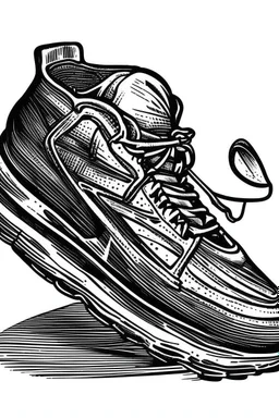 Woodcut, clean, football shoe