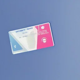 full view of a low-polygon, flattened vector image, passport card with photo of person, in a blue color palettetransparent background.