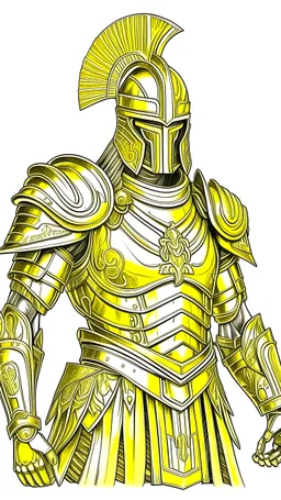 greek warrior, ancient, helmet, highly detailed pencil sketch, whole body, god mode, Medieval, proud, confident, trippy, ultra detailed, golden armor, center of the picture, medium shot, vector illustration, full length picture, bunchy, 3d