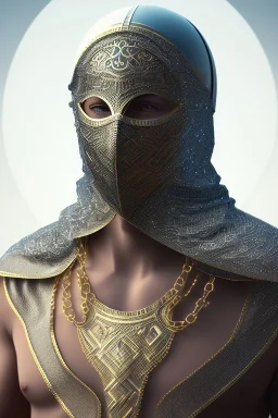 portrait, muslim, masked, full body chain mail, 8k resolution