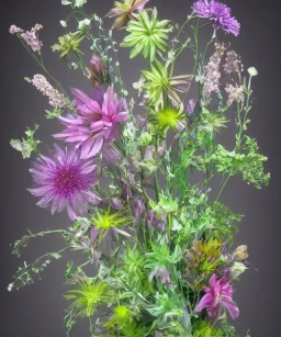 Photorealistic flower arrangement of extradimensional astral cosmic plants