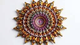3d mandela fractal made of a metallic random color objects turning many times likr Spirograph drawing Kaleidoscope Ruler Set creation