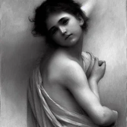 Fotorrealistic painting Bouguereau style, black and White