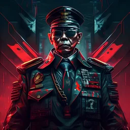 The president of Republic Indonesia in militiary cyberpunk style