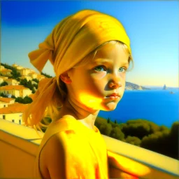 Neoclassicism realistic yellow orange cote d'azur sea child