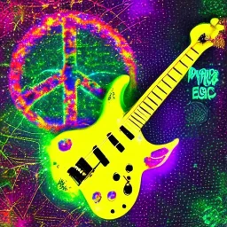 PEACE electric guitar PEACE psychedelic hippie trippy acid LSD PEACE GUITAR