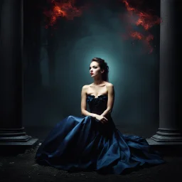 Beautiful 25 year old woman sitting. dark fantasy