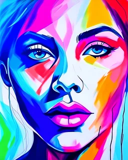 Acrylic Painting Draw Abstract Female Face figure