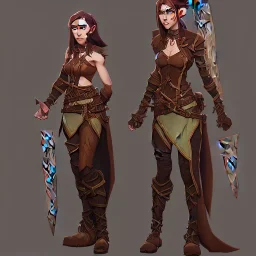 dungeons and dragons female elf druid, brown hair, brown eyes, pale skin, full body