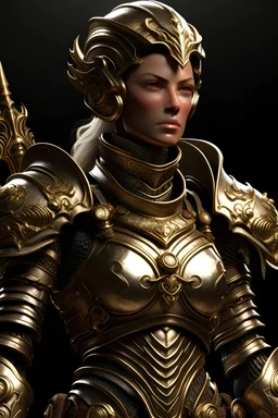 Realistic badass godess in armour, while she phases