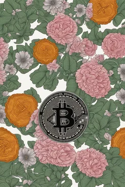 Bitcoin cryptocurrency alone are in the full blooming flowers