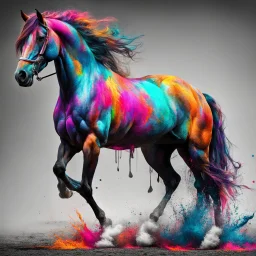 Horse beautiful, shocking, maximalist, ultra quality, color splash art, 8k