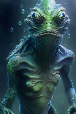 Amphibian humanoid alien fused ,realistic, centered, digital painting, artstation, concept art, Breathtaking, 8k resolution, extremely detailed,3d rendered