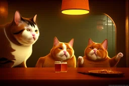 Two fat cats in a bar, high-quality, fine-detail, intricate, digital art, detailed matte, volumetric lighting, dynamic lighting, 3D octane render, Marc Adamus, Ann Prochilo, Romain Veillon,