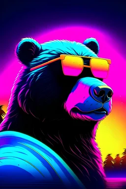 synthwave sun bear