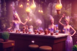 Magical fantasy fairy coffee shop 8k