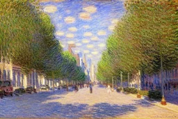 City near trees, Photography, hyperrealism, hd, claude monet impressionism painting