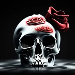 Cracked Skull and red rose, marble texture, dark, fantasy art, shallow depth of field, macro lens, unreal engine 5, ultra detailed,8k, HDR, hyperphotorealistic, bone, set in fire