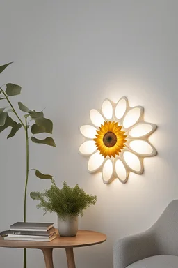 Wall lamp inspired by sunflower , organic form,minimalist shape