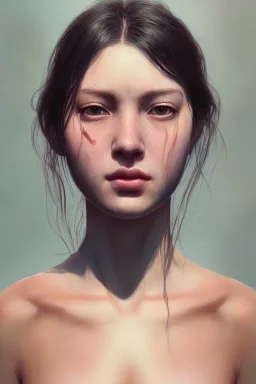 a female portrait, upclose, clear, majestic, flow, illustration, concept art, by Greg Rutkowski, Sung Choi, Mitchell Mohrhauser, Maciej Kuciara, Johnson Ting, WLOP