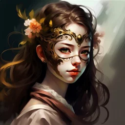girl with a mask Digital painting.