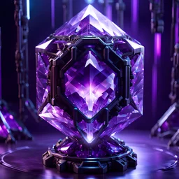 cyberpunk purple crystal energy supply, large purple crystal in the center