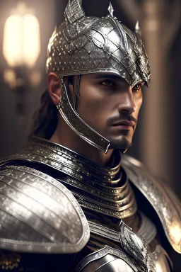 man, portrait, finely detailed armor, intricate design, silver, silk, cinematic lighting, 4k