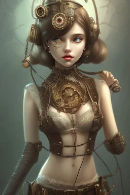 cute steampunk girl body hell end solitary darkness sad