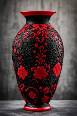 red and black lace ornamental vase, 8K