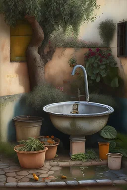 umberlla and yard and sink