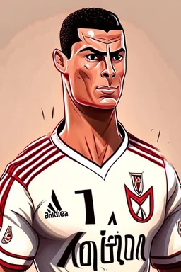 Cristiano Ronaldo wears the Egyptian Zamalek club jersey cartoon 2d