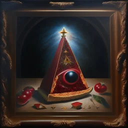 An oil painting of a dark universe masonic salami