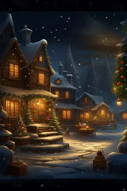Cozy Christmas scene, magical, twinkle