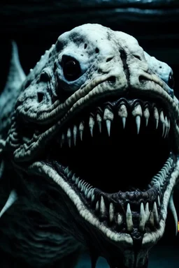 Moth / shark hybrid in a body horror movie