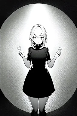 girl is standing outsid, fisheye camera, greyscale