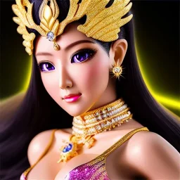 Ultra detailed realistic fullbody Portrait in oil on canvas of beautiful busty female character with gold armor(saint Seiya),extremely detailed digital painting, extremely detailed face, crystal clear eyes, mystical colors ,perfectly centered image, perfect composition, rim light, beautiful lighting,masterpiece ,8k, stunning scene, raytracing, anatomically correct, in the style of KyuYong Eom and Simon Bisley and Sixfrid and Steve Jung.