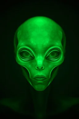 A transparent, hollow, glowing, face , a negative photo , 8k, high resolution for an alien in green