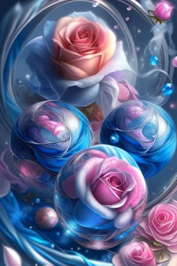 MAGIC ROSE balls,gusts of wind,spiral, patterns ,silver pink blue, composition,flowers,pearls, silk,colored ribbons ,realistic,macro,delicate colors grace, transparent,aesthetically pleasing,hyper detailed,unusual,combination is extremely beautiful,drawing details ,magic,aesthetics, bright light, clarity,fantastically,,close-up, filigree,pastel,watercolor,detailed drawing..,hyperdetalization,surrealism,glitter,5d ,transparent details,futuristic,best quality.