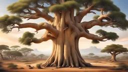 Photorealistic image (Masterpiece ) big Baobab African