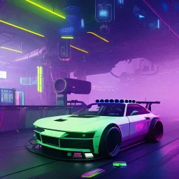 cyberpunk hyper car,cyberpunk 2077, ultra realistic,shiny, smooth, studio quality, octane render, Surrealism, Triadic colour scheme,glow-stick, ambient lighting,nightclub lighting, polaroid, 100mm, --ar 3:2 --v4